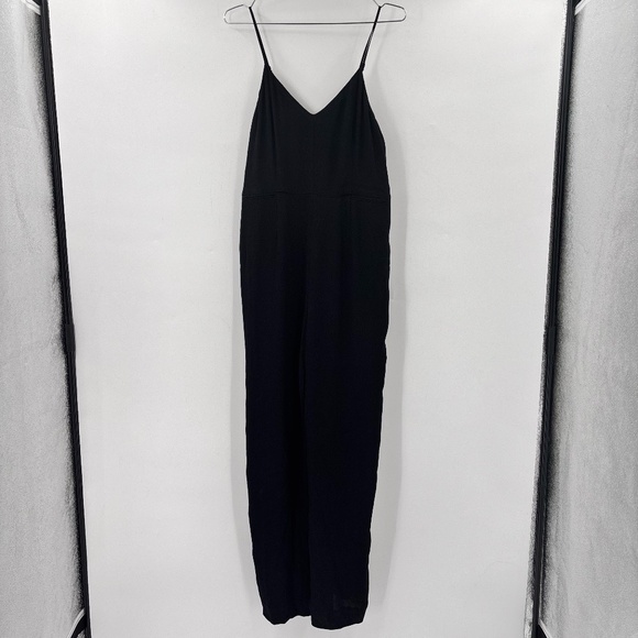 Anthropologie The Essential Jumpsuit Slim Straight Leg Black Size 4 - Picture 1 of 9